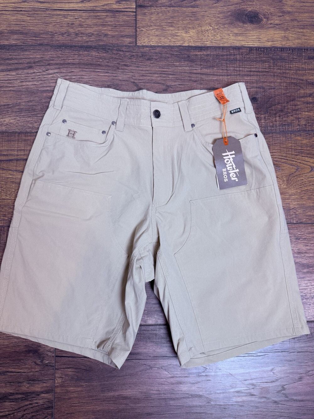 Howler Bros Watermans Work Shorts Mens 32 Barley Tan Cargo Quick Dry Outdoor NWT